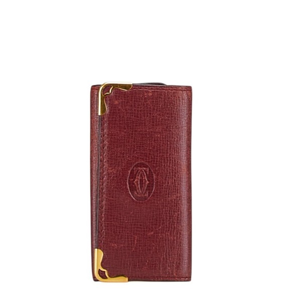 Cartier Must Line 4-ring Key Case, Wine Red Gold Leather, Women's - Picture 1 of 8